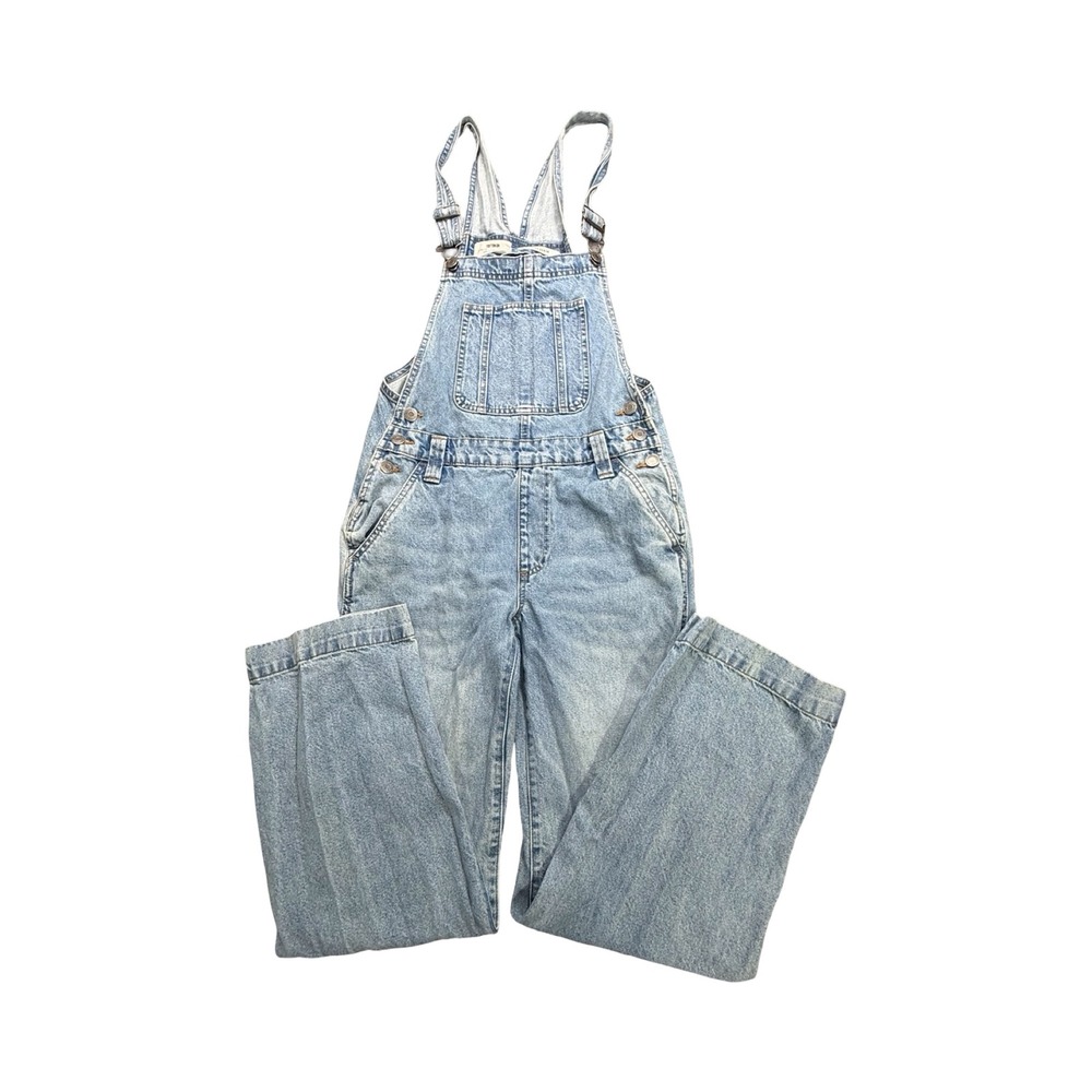 Cotton On Overalls Women 4 Light Wash Utility Denim Wide Leg Western